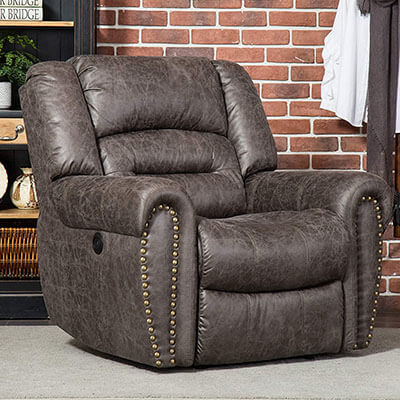 ANJ Overstuffed Leather Electric Recliner